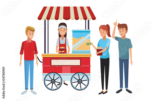 pop corn cart cartoon