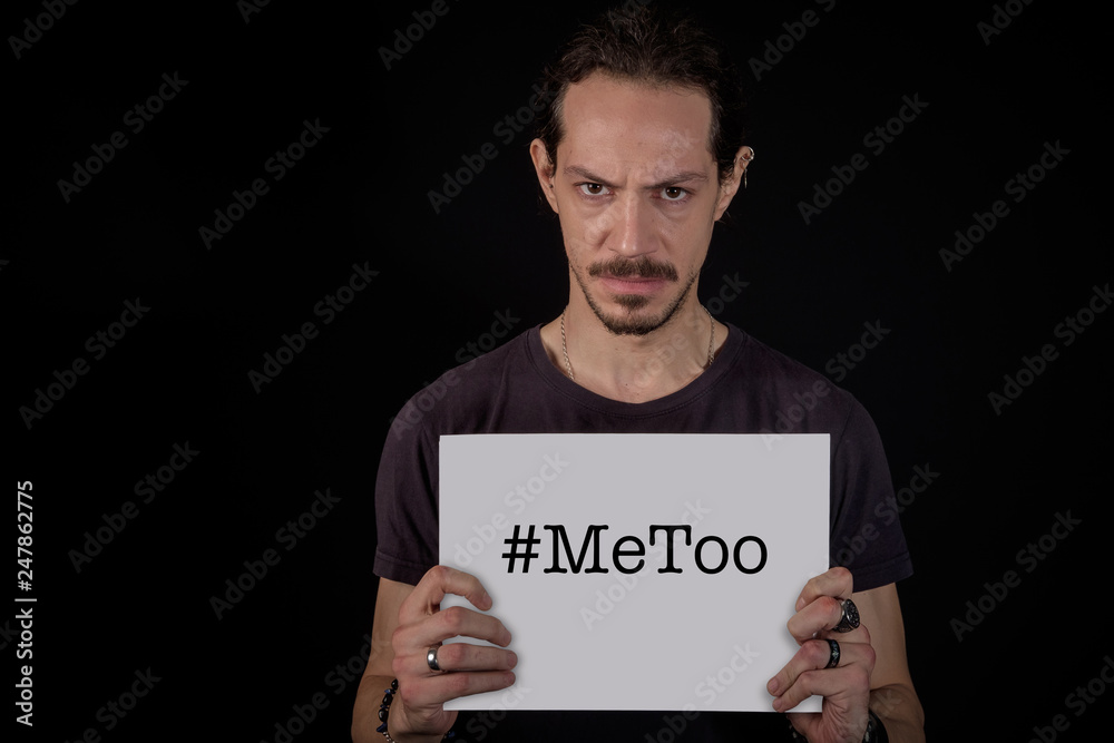 Me too violence message from a man after a case of gender violence in a young couple Me too violence message from a man after a case of gender violence in a young couple