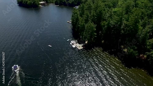 Aerial footage of a calm lake. photo