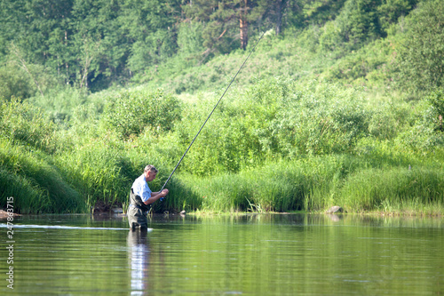 Summer fishing on the lake.