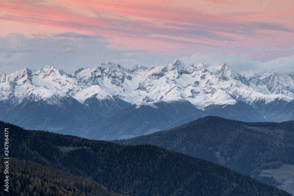 Panorama montange d' inverno, Passo delle Erbe, Trenitino Alto Adige