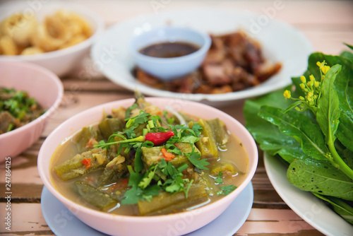 Traditional local Northern Thai style food meal - local Thai food concept