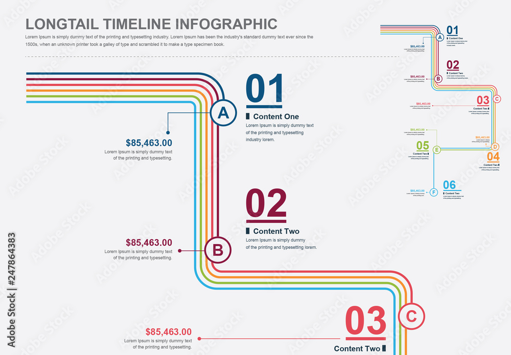 Longtail Timeline Process Infographic Layout Stock Template | Adobe Stock