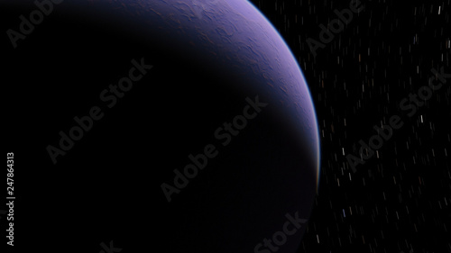 Exoplanet 3D illustration planet lilac on a background of black sky (Elements of this image furnished by NASA)