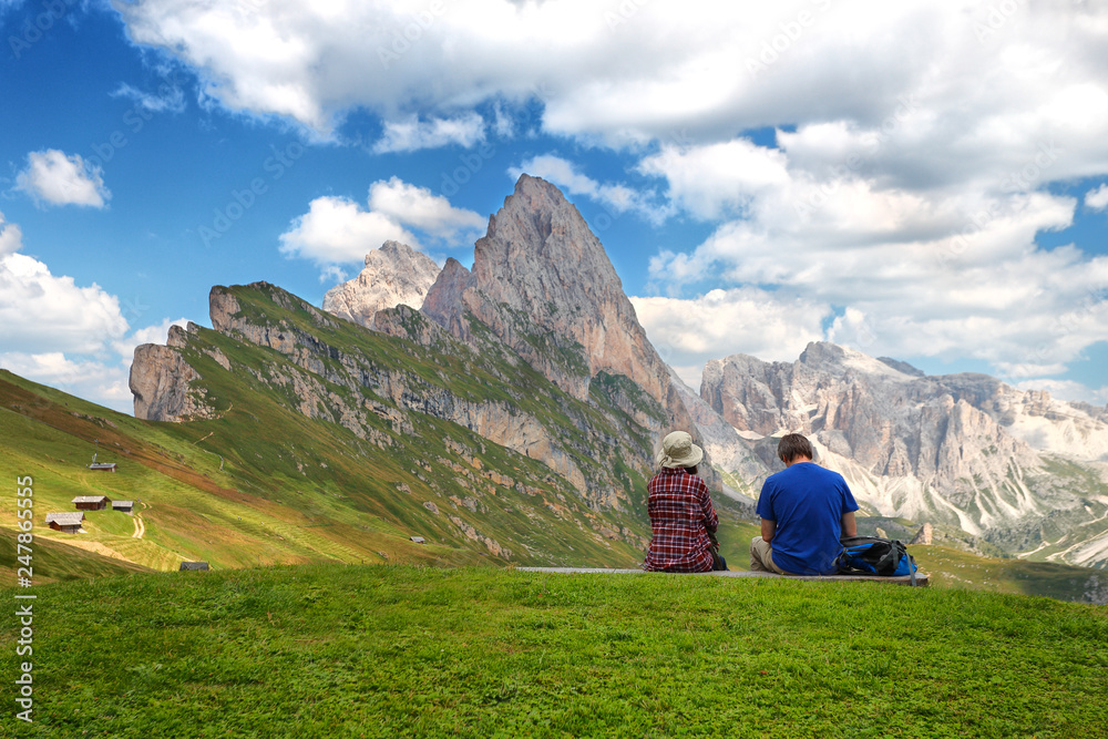 Escursionisti nelle dolmiti, Odle, Seceda
