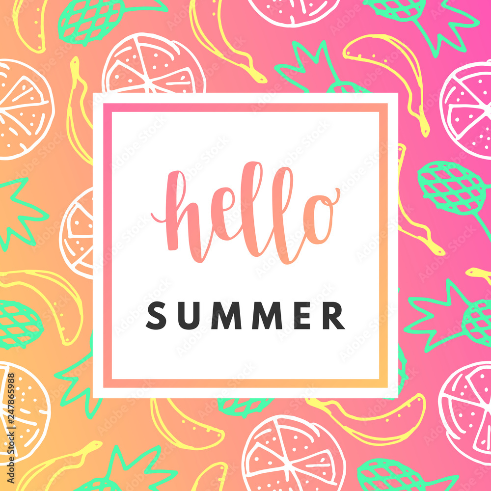 Hello Summer creative, printable, journaling greeting card.