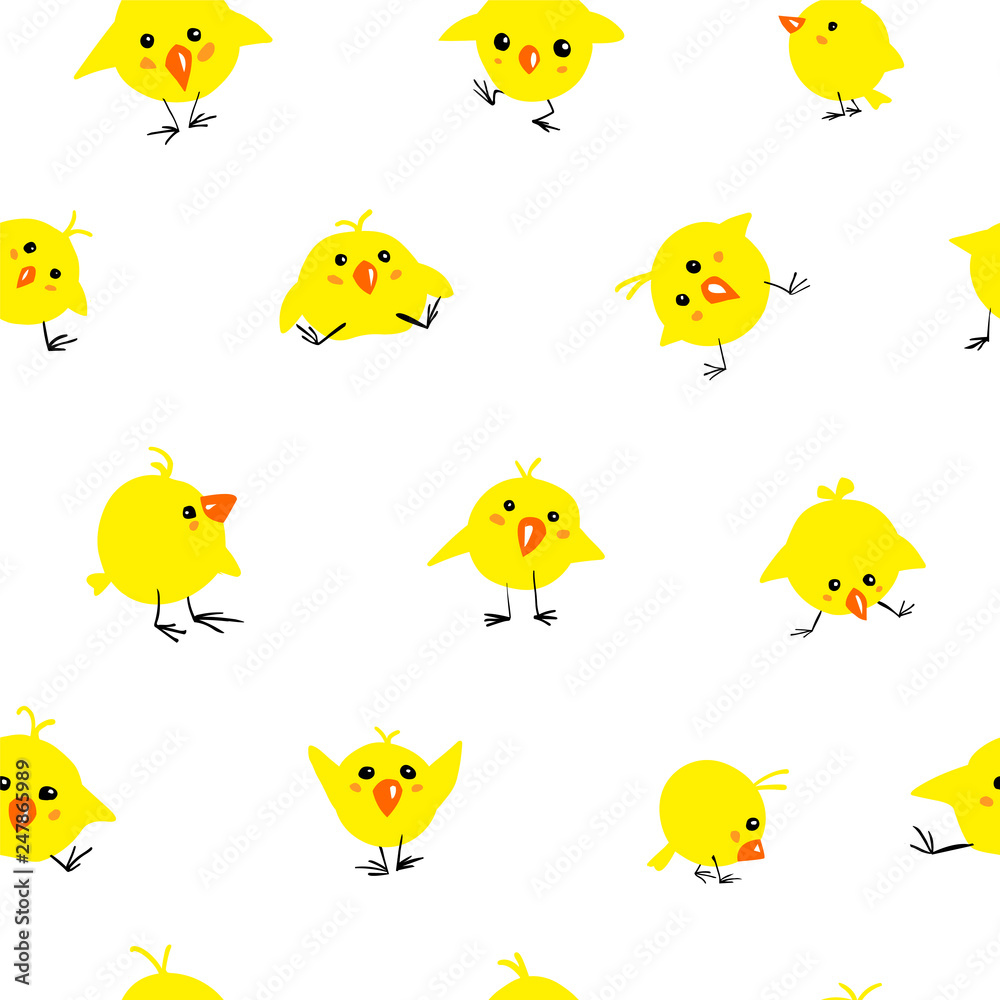 Fototapeta premium Seamless pattern of chicks on white background