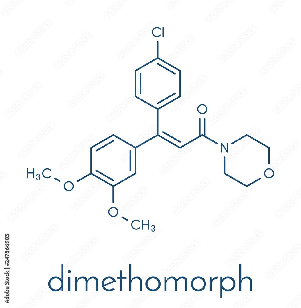 Dimethomorph fungicide molecule. Skeletal formula.