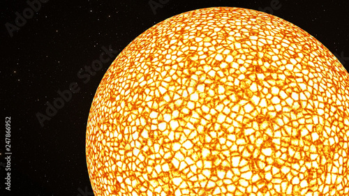 Exoplanet 3D illustrationsun bright photosphere yellow star sunspots fire (Elements of this image furnished by NASA) photo