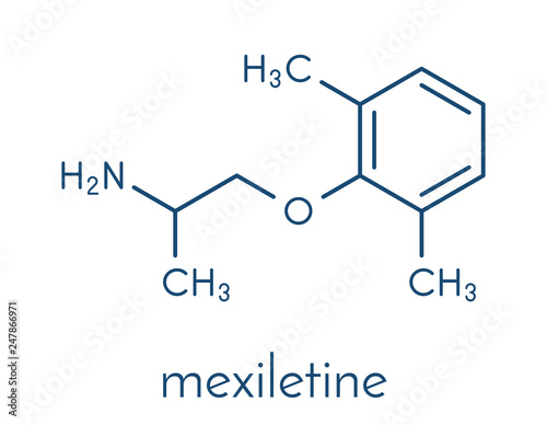 Mexiletine drug molecule. Skeletal formula.