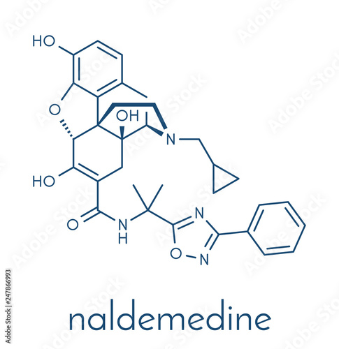 Naldemedine drug molecule. Skeletal formula.