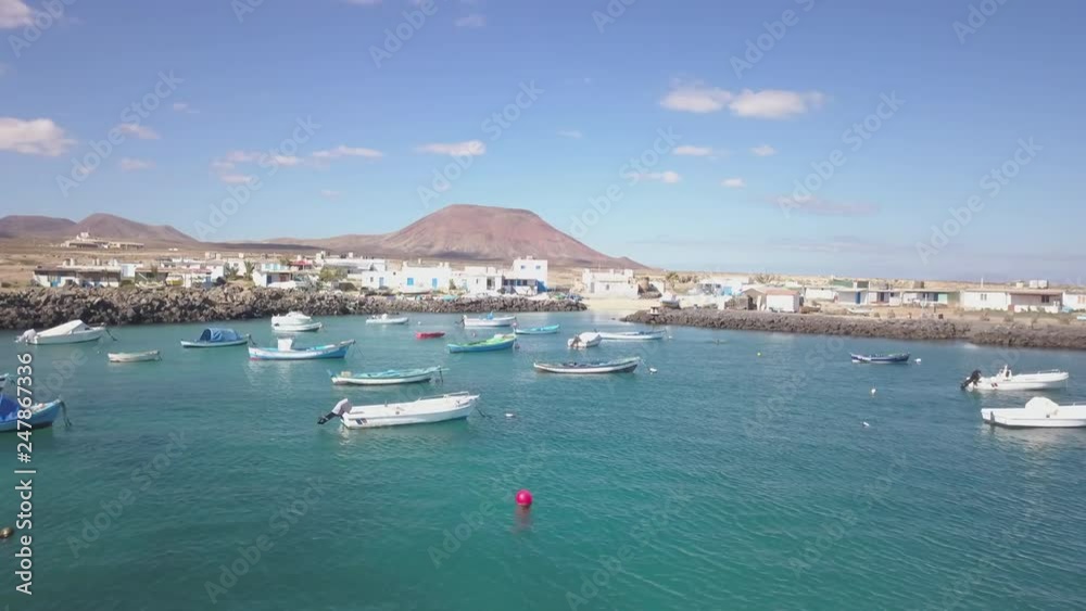 aerial view of a small characteristic port of fuerteventura aerial view of a small characteristic port of fuerteventura