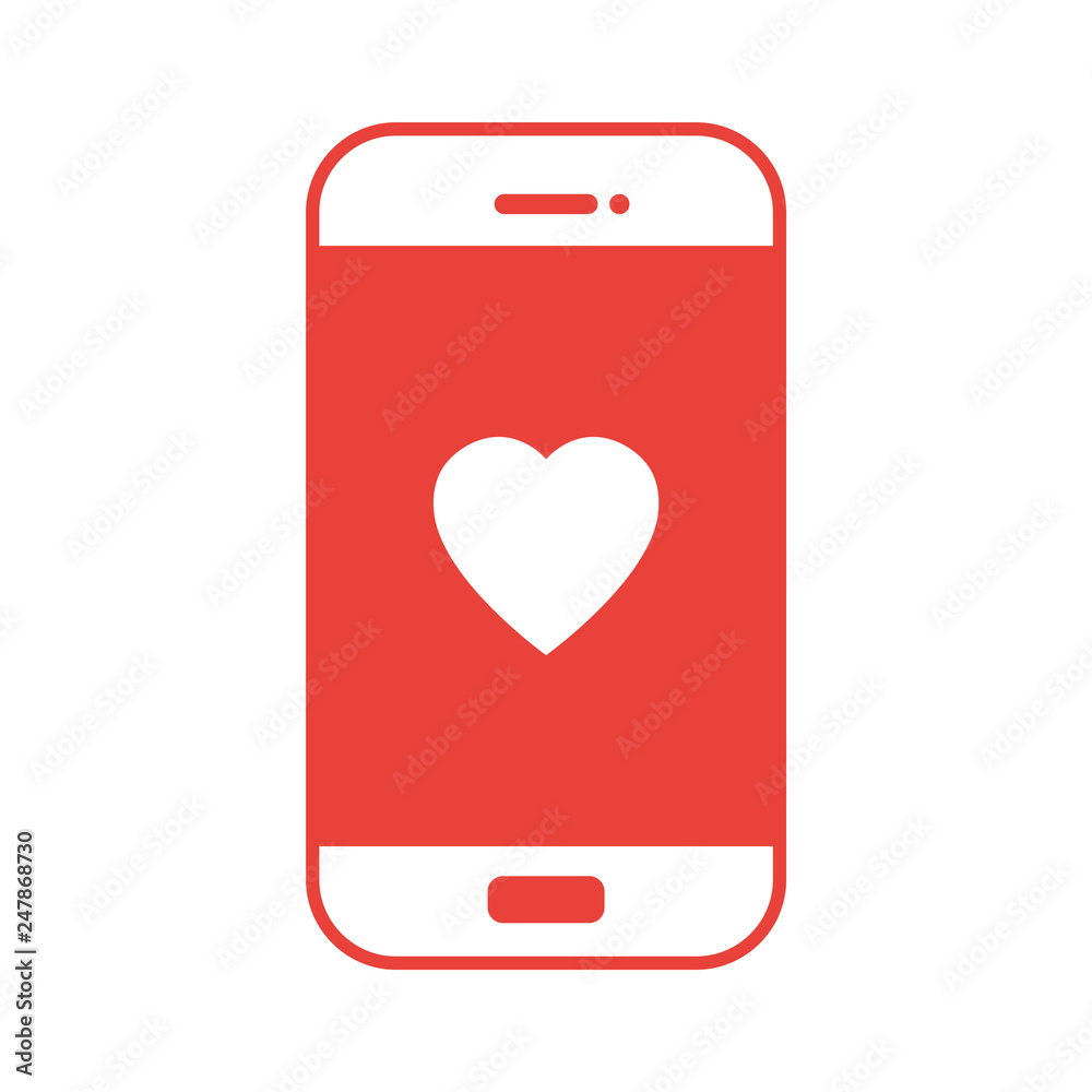 Herz auf Smartphone Display - rot Herz auf Smartphone Display - rot