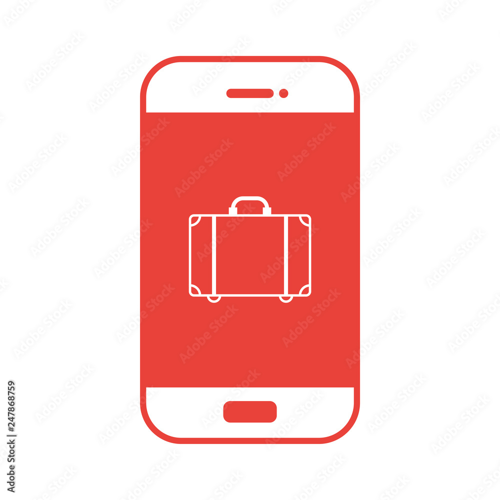 Koffer auf Smartphone Display - rot Koffer auf Smartphone Display - rot
