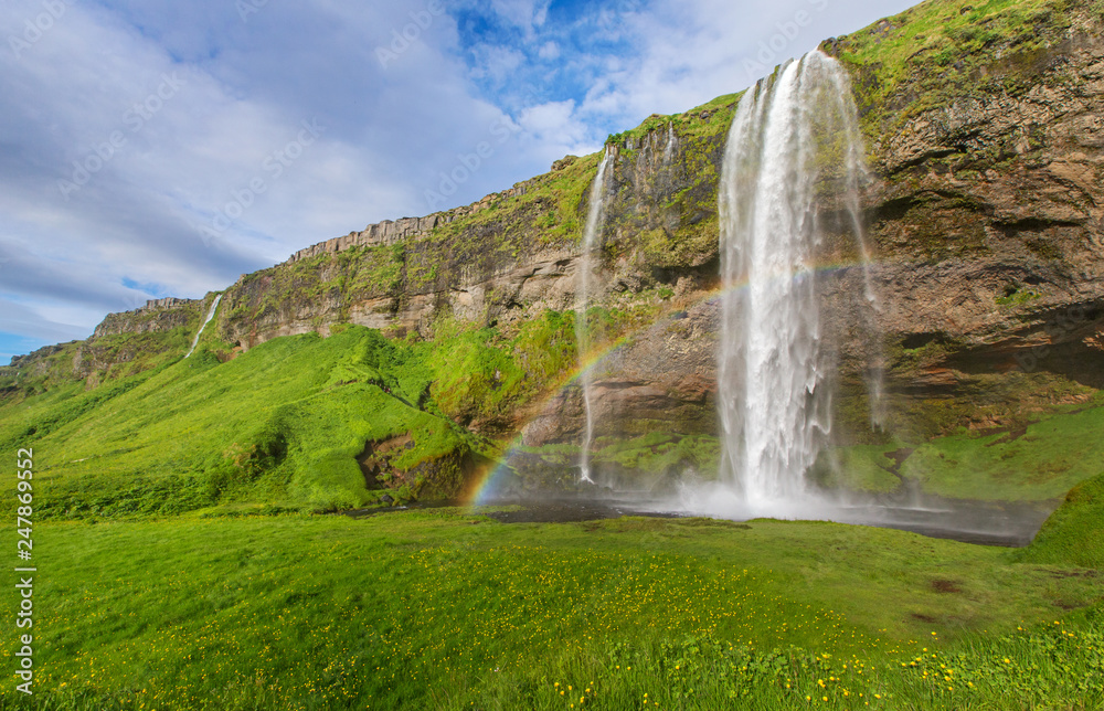 Fototapeta Słynny wodospad Islandii w lecie