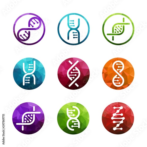 DNA vector logo collection isolated. Deoxyribonucleic acid icons set. EPS10