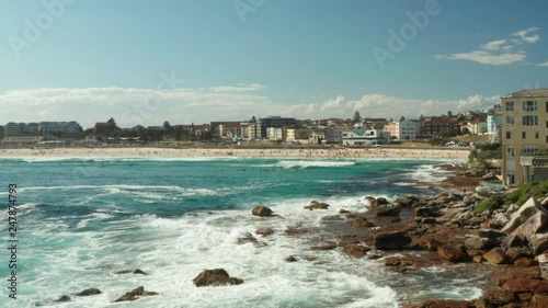 Looking back over Bondi Beach and the Bondi Beach Pavillion