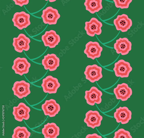 Vector seamless pattern liquid flowers rows © DanaDuDesign