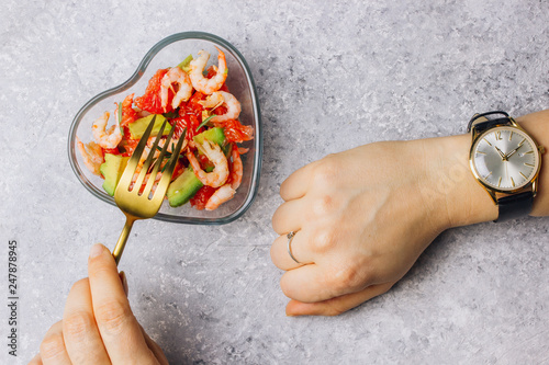Intermittent fastin concept - countdown to eat. Diet. Healthy food