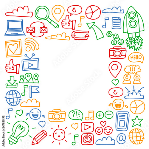 Business and communication. Social media vector illustration.