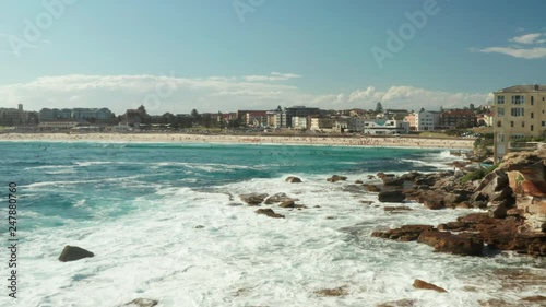 Looking back over Bondi Beach and the Bondi Beach Pavillion
