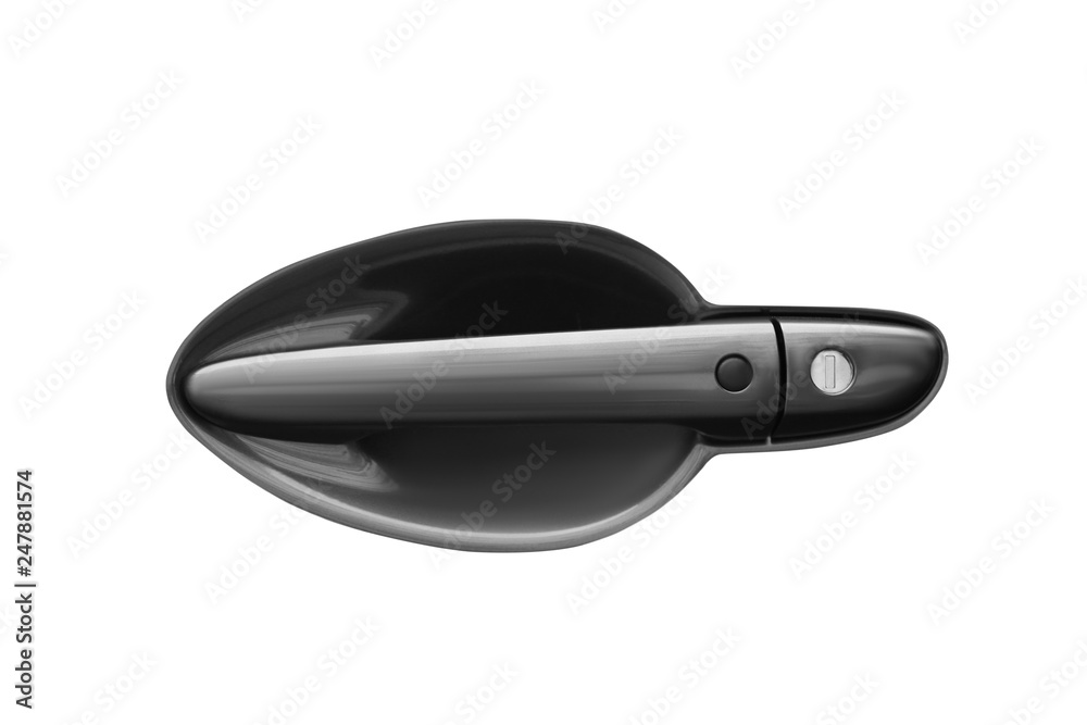 New modern car door handle on white background New modern car door handle on white background
