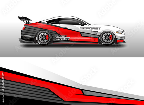 Decal car and car wrap vector  truck  bus  racing  service car  auto designs . Racing  Rally  Abstract background livery . 