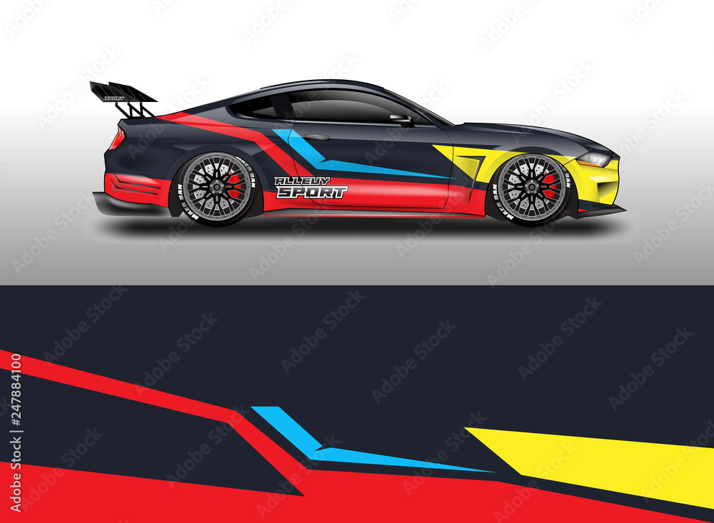 Decal car and car wrap vector, truck, bus, racing, service car, auto designs . Racing, Rally, Abstract background livery . 