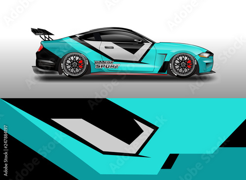 Decal car and car wrap vector  truck  bus  racing  service car  auto designs . Racing  Rally  Abstract background livery . 