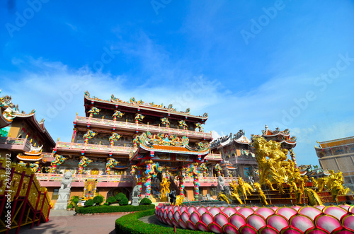 Naja Shrine is decorated in Chinese style. Is a tourist attraction for tourists to pay homage to Chinese gods in Chonburi, Thailand