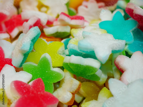  Sweet jelly coated with sugar. Sweet colorful jelly marshmallow coated with sugar 
