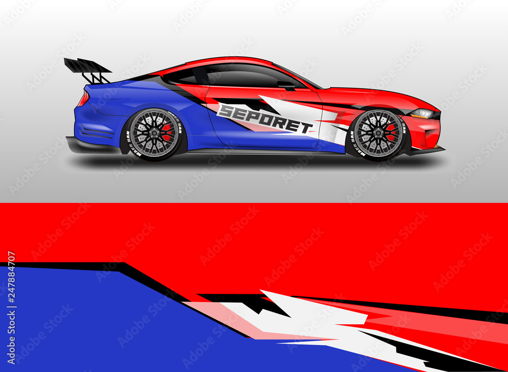 Naklejka premium Car decal wrap company designs vector . Livery wrap company , van , cargo, truck .