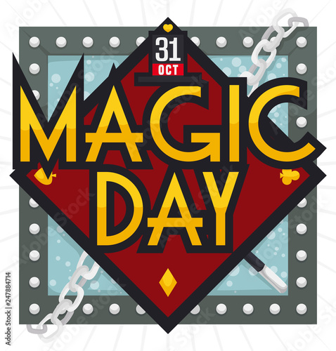 Water Torture Cell and Magical Elements to Celebrate Magic Day, Vector Illustration