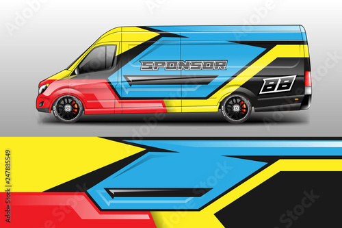 Car decal wrap company designs vector . Livery wrap company   van   cargo  truck .