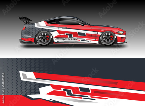 Decal car and car wrap vector  truck  bus  racing  service car  auto designs . Racing  Rally  Abstract background livery .