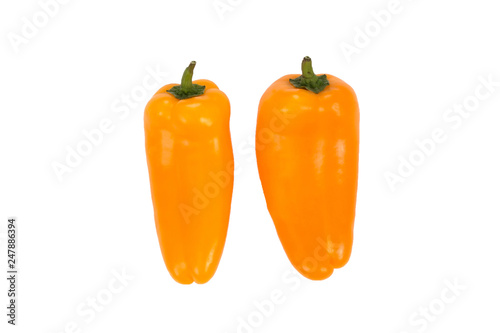 Ovely mini yellow peppers on white isolate background