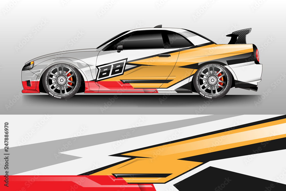 Fototapeta premium Car decal wrap company designs vector . Livery wrap company , van , cargo, truck .
