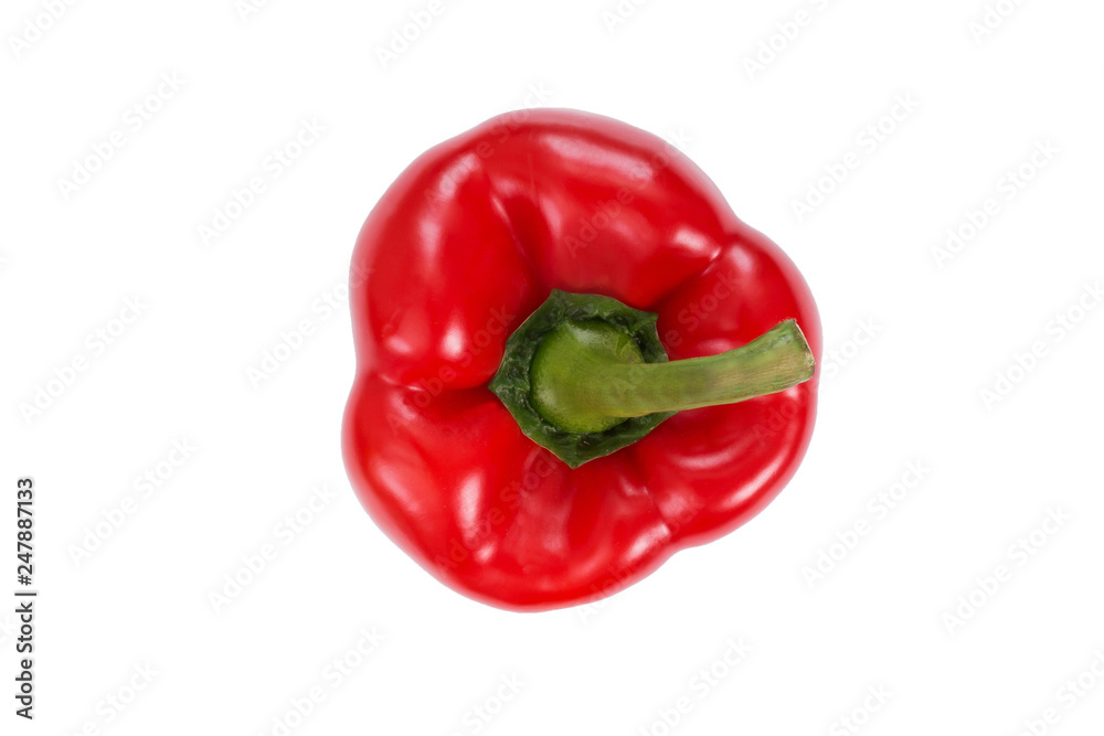Red sweet pepper isolated on white background. Top view. Fresh vegetable Red sweet pepper isolated on white background. Top view. Fresh vegetable