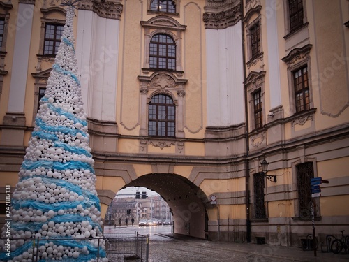 University of Wroclaw Architecture and Christmas Tree 