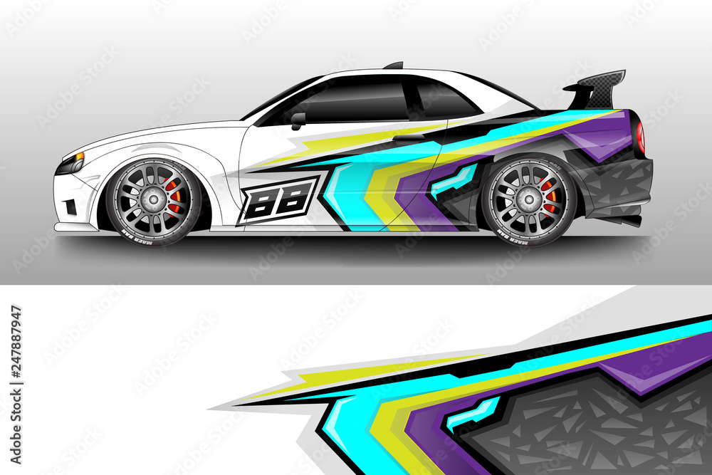 Car decal wrap company designs vector . Livery wrap company , van , cargo, truck .