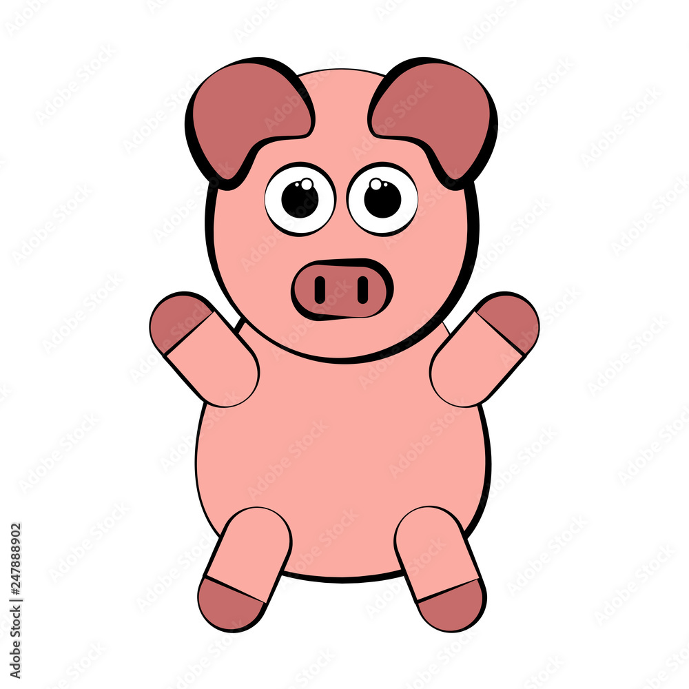 Sketch of a cute pig. Vector illustration design