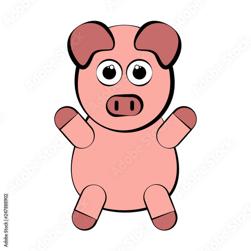 Sketch of a cute pig. Vector illustration design