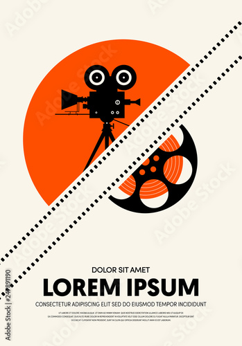 Movie and film poster design template background modern vintage retro style