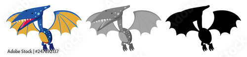 Set of pteranodon dinosaur