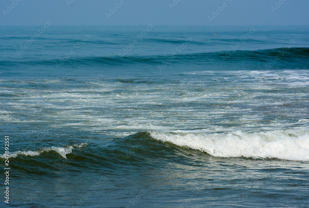 The landscape of nature.Waves in the Arabian sea at Arambol beach in North Goa.India    
