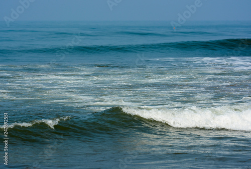 The landscape of nature.Waves in the Arabian sea at Arambol beach in North Goa.India    