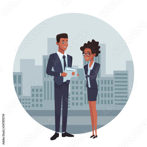 executive business coworkers cartoon