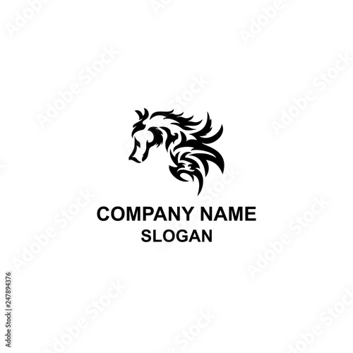Tribal horse head logo.