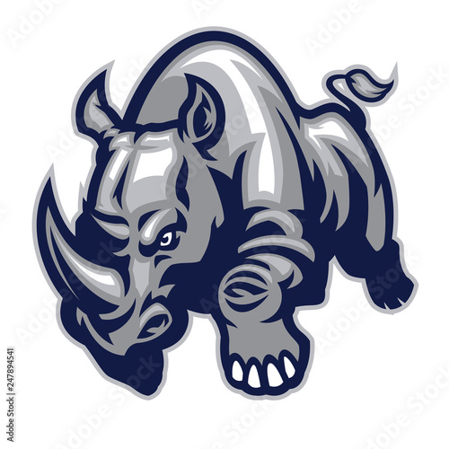 angry charging rhino