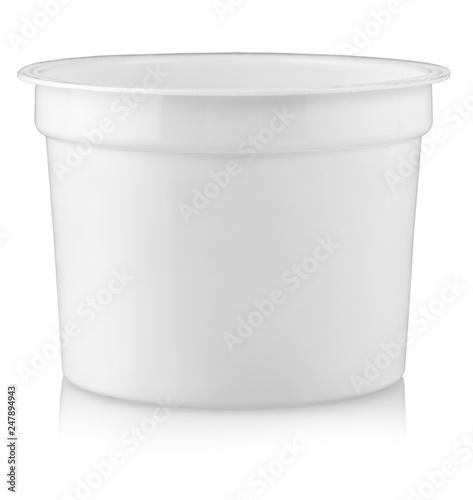Plastic container for foodstuffs. Isolated on white background © bborriss